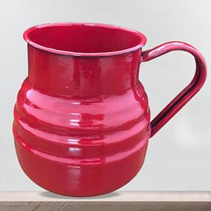 Round Enamel coffee & tea jar with handle ,enameled milk bottle for wholesale