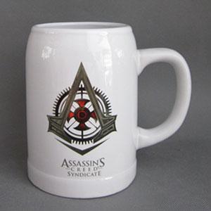 White beer stein with handle